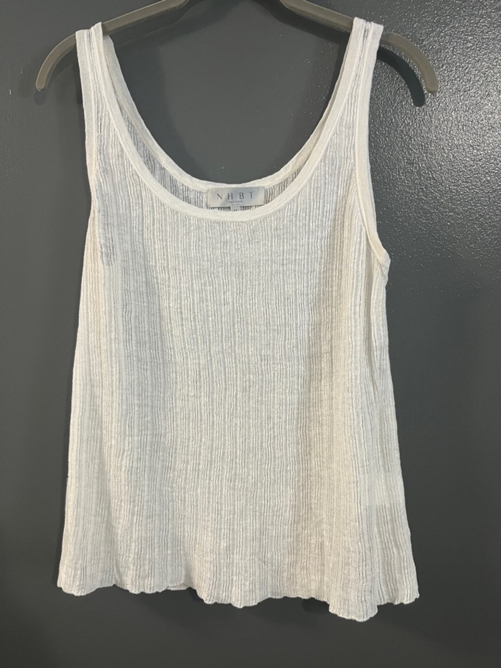 Inhabit NHBT Cream Ribbed Scoop-Neck Tank Top